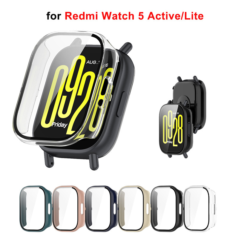 เคสพีซี + กระจกสําหรับ เรดมี่ ดู Redmi Watch 5 Active ที่ใช้งานกระจกนิรภัยฟิล์มป้องกันรอยขีดข่วนกันชนฝาครอบป้องกันสําหรับ เรดมี่ ดู Redmi Watch 5 Lite เล็กน้อย
