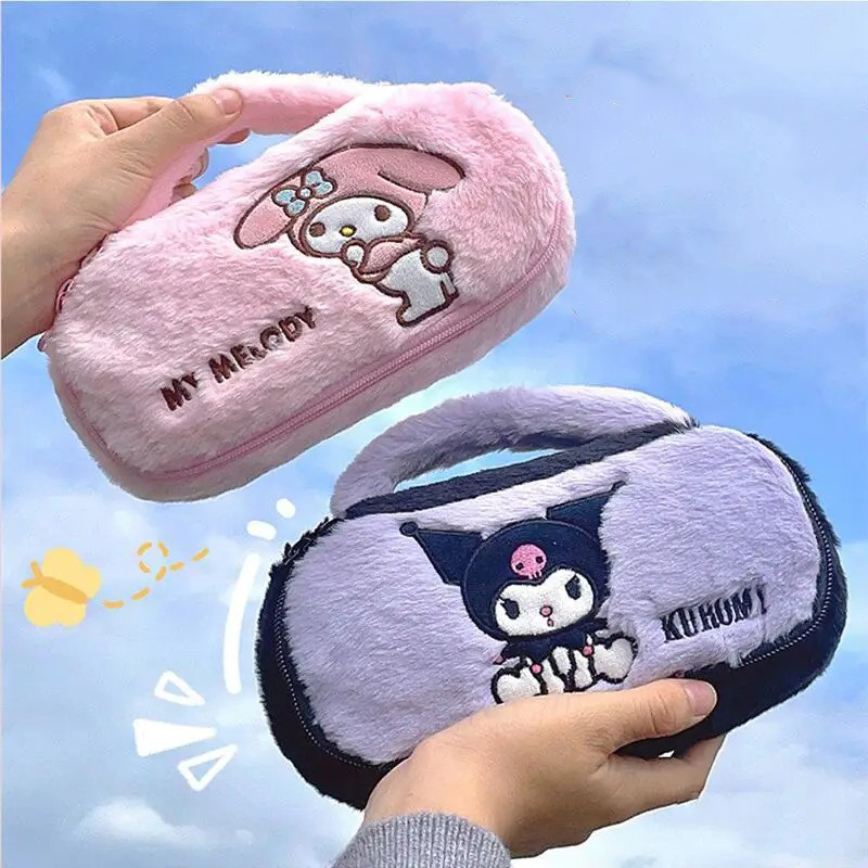 กระเป๋าตุ๊กตา Hello Kitty อะนิเมะ Sanrio Kuromi Cinnamoroll กระเป๋าเก็บเครื่องสําอางการ์ตูน Pachacco Melody กล่องดินสอ