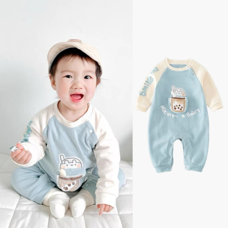 เด็กromperเสื้อผ้าฤดูใบไม้ร่วงการ์ตูนแฟชั่นแขนยาวjumpsuitsชายหญิงbodysuits 0-2ปีเสื้อผ้าเด็กOnesie