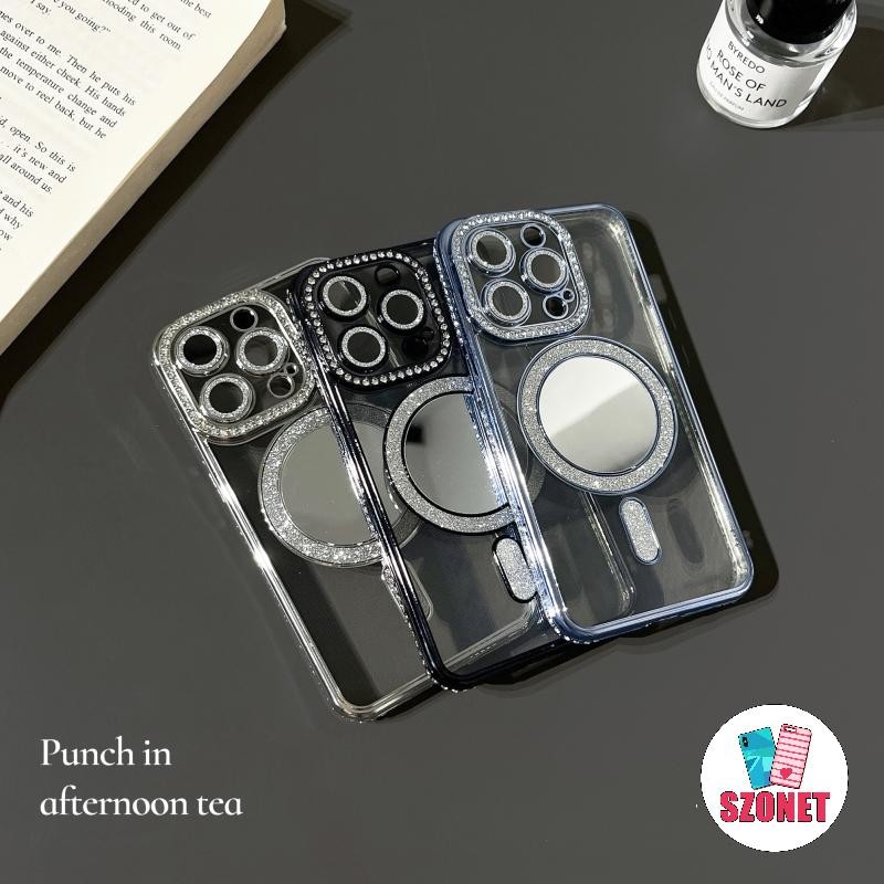 แม่เหล็กไร้สายชาร์จกระจกโปร่งใสนุ่มกันกระแทกเคสโทรศัพท์สําหรับiphone 16 15 14 13 12 11 Pro Max Mini XS XR X 8 7 6 6S Plus + SE 2020 Anti-Fallเคสโทรศัพท์ปก
