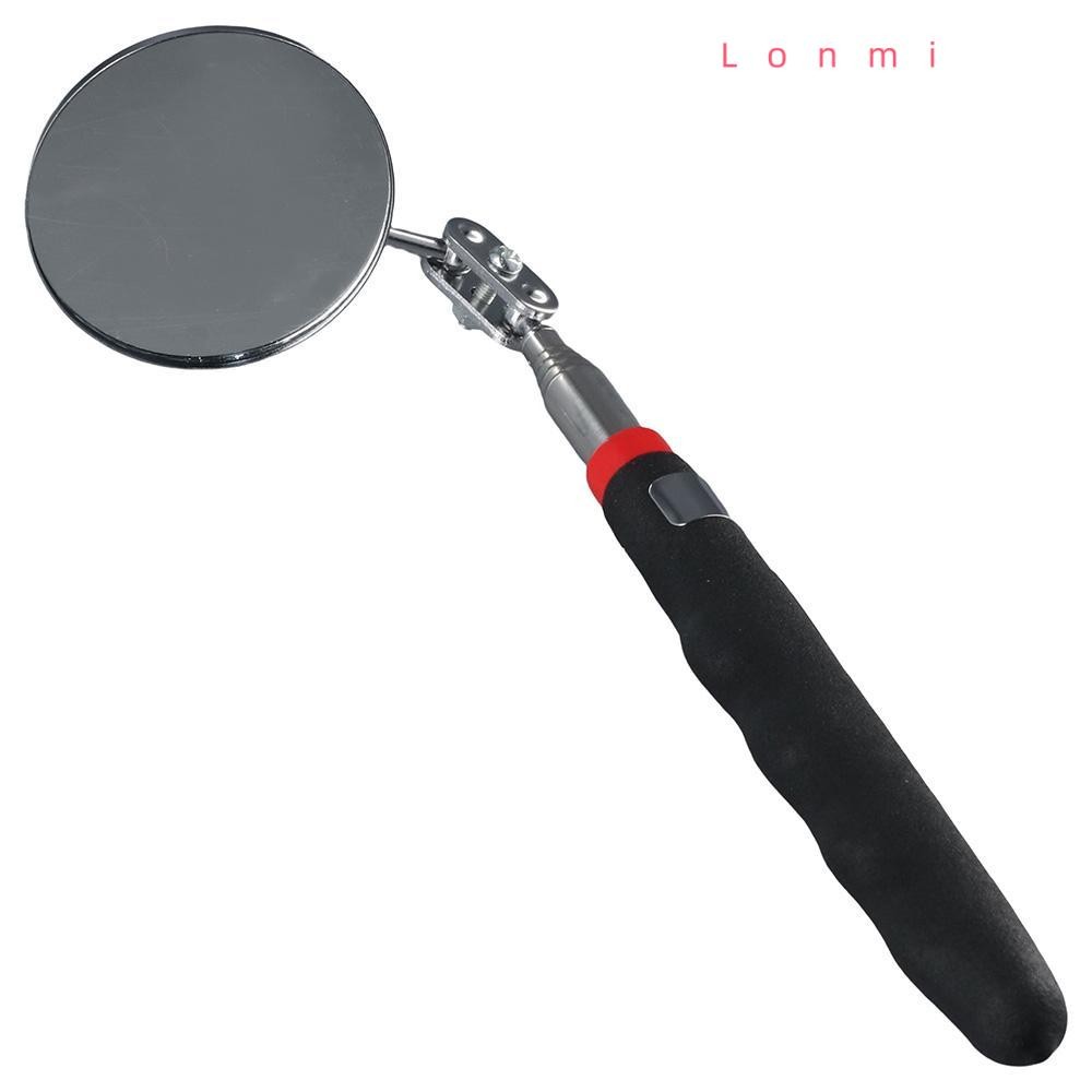 Lonmi กระจกตรวจสอบ Telescoping ขยาย 24-73 ซม. กระจกกลมสีดําสแตนเลสยืดหยุ่น 360° กระจกตรวจสอบบ้าน Inspector