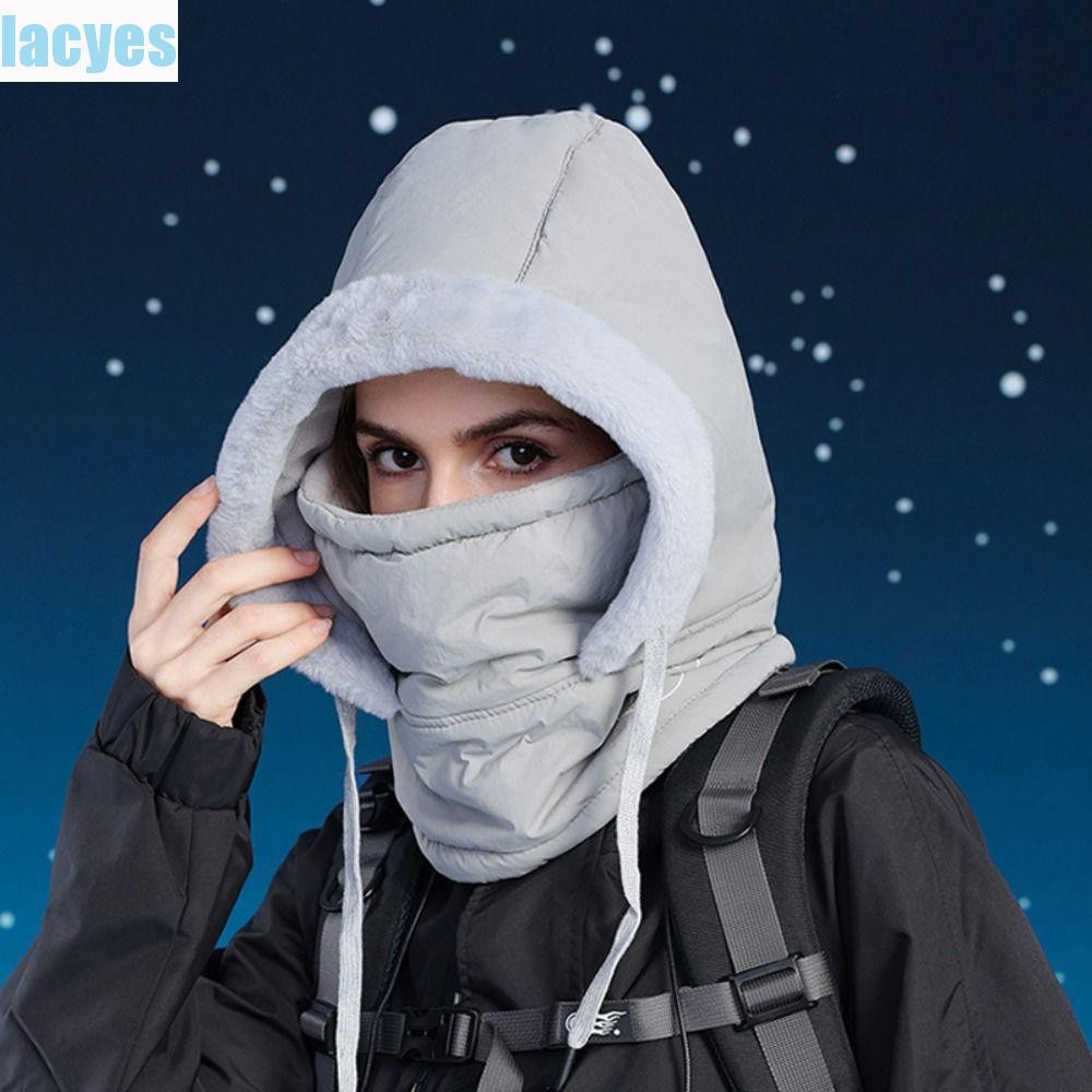 Lacyes หมวกปั่นจักรยานฤดูหนาว 3-in-1, ฝาครอบหัวกันลมหน้ากากใบหน้าผ้าพันคออุ่น, แบบพกพาเก็บกํามะหยี่อุ่นป้องกันคอ Lei Feng หมวกกลางแจ้ง