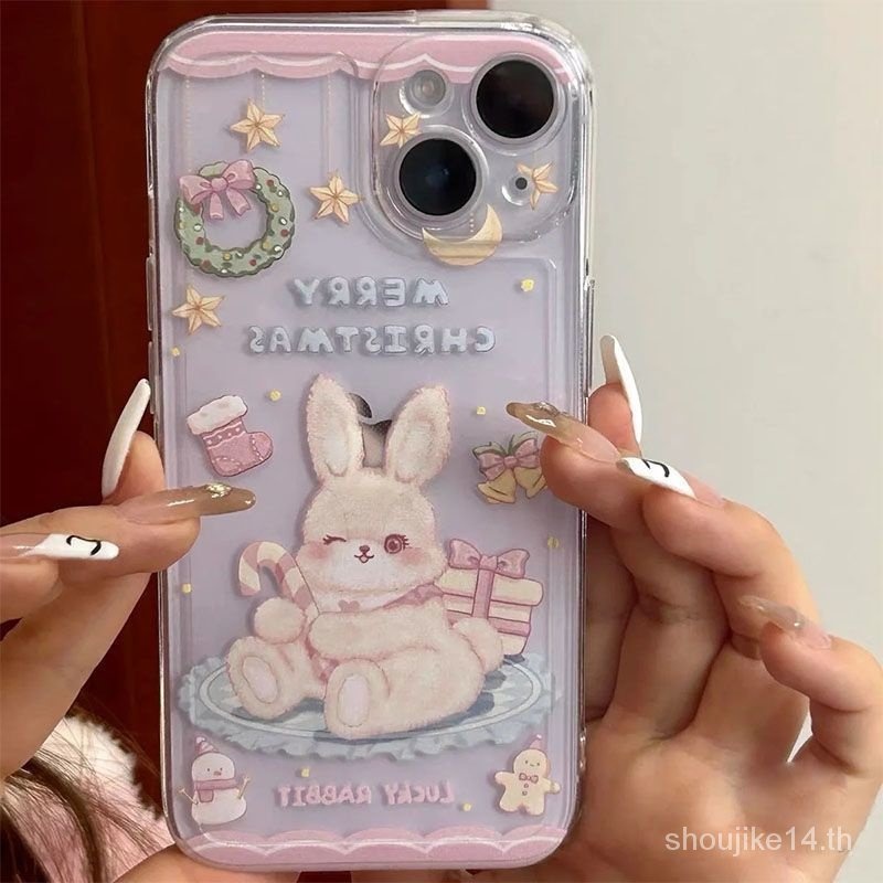 คริสต์มาสกระต่าย16แอปเปิ้ล14/15เคสโทรศัพท์มือถือ iphone13/12/11pro การ์ตูน xs/xr นุ่ม7/8P หญิง oums