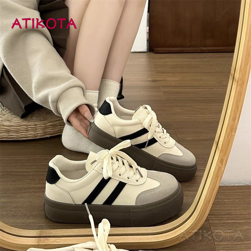 Atikota รองเท้าผ้าใบแฟชั่นสำหรับผู้หญิงรองเท้าผ้าใบสตรีน้ำหนักเบาสะดวกสบาย