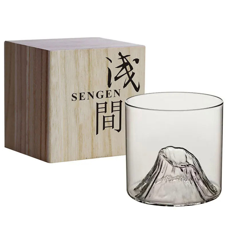 Designer Liu Siyu New Work EDO Fuji  Whiskey Glass Bottom Raised Ice Mountain Tumbler for Drink Tea 