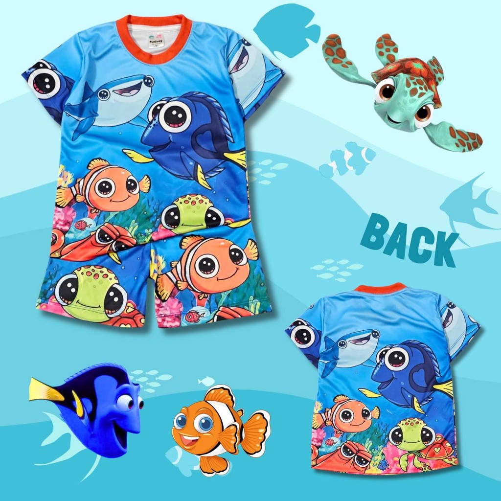 SEA0967#2 ชุดเด็ก เสื้อแขนสั้น+กางเกงขาสั้น ผ้าไมโครเกรดA ลายการ์ตูนสัตว์ทะเล ปลาการ์ตูน เต่า ฉลาม เสื้อผ้าเด็กแฟชั่น