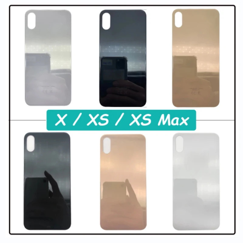 Big Hole + Logo สําหรับ Phone X / XS / XS Max Glass Housing แบตเตอรี่กรณีพร้อมชิ้นส่วนซ่อมสติกเกอร์
