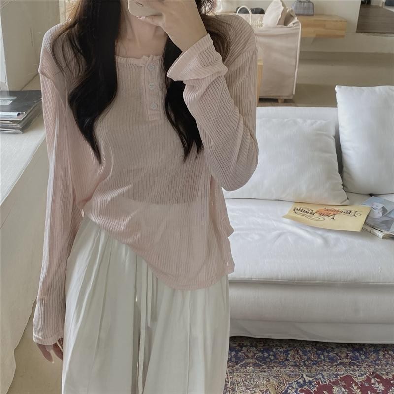 8K133 เสื้อถักไหมพรมแขนยาว เสื้อแฟชั่นหญิง ซีทรูบางๆ เซ็กซี่ใส่สบาย Knit cardigan