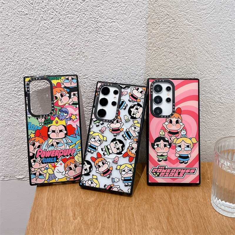 SAMSUNG Bubble Martsamsung Galaxy S24 Ultra S22 S23 Ultra เคสโทรศัพท์แกะสลักแฟชั่น Magnetic Attraction effect ปลอกอะคริลิคกันกระแทกฝาครอบป้องกัน