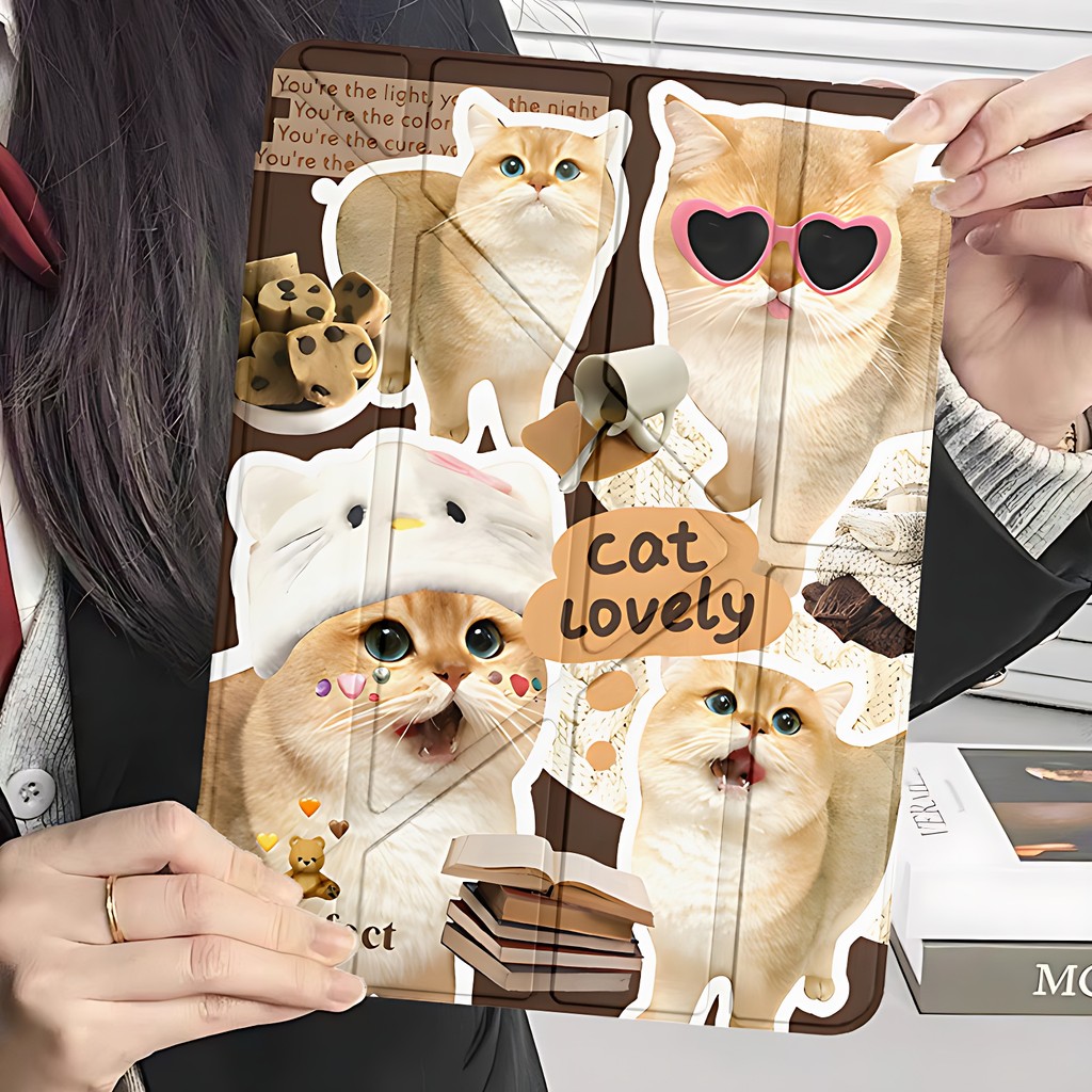 🔥ส่งจากไทย🔥เคสไอแพด เคสรูปตัว Y Left pen for Pro11 Air6 Air5 Air4 Air11 gen10 10.9 Pro11 Gen7 gen8 gen9 10.2 gen5 gen6 9.7 Air3 10.5 Air2/Air1 Cute kitten เคสสำหรับไอแพด