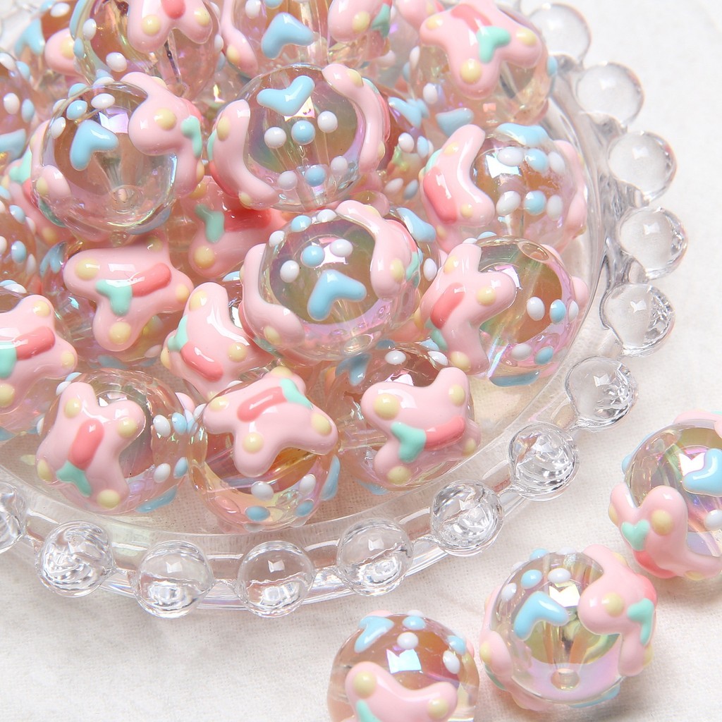 2024 ฤดูร้อนสไตล์ใหม่หนักน้ํามันมือวาดลูกปัดลูกปัด ทําเอง ลูกปัด ทําเอง ห่วงโซ่โทรศัพท์มือถือกระเป๋ารถแขวนกระเป๋าแขวนโซ่หัวเชือกลูกปัด