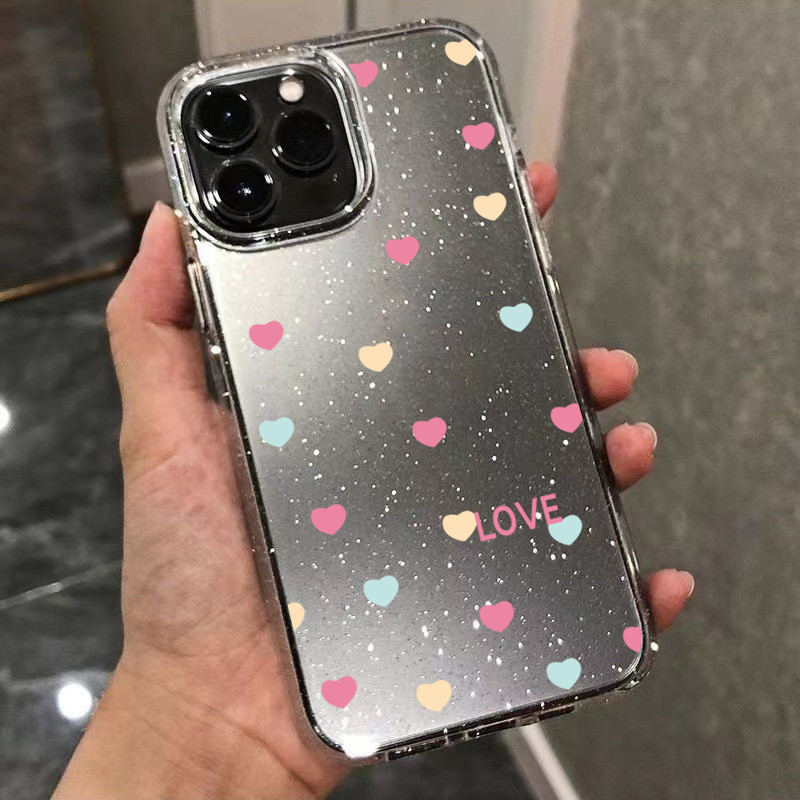 สีใสกากเพชร สำหรับรุ่นไอโฟน 16 7 8plus x xr xsmax 11 14 12 13 15 Pro max 16 Pro เคสไอโฟน11ความรักสี