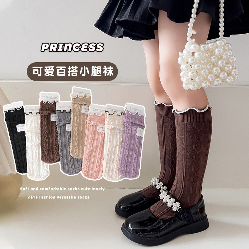 ถุงเท้าผ้าฝ้ายเด็กผู้หญิง เวอร์ชั่นเกาหลีของถุงเท้าครึ่งน่อง Lolita Princess
