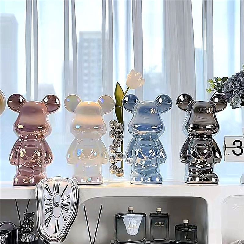 กระปุกออมสินหมีเซรามิก กระปุกออมสิน 28cm BearBrick สีโลหะต่างๆ งานกระเบื้องเซรามิค ของตกแต่งบ้าน - รูปที่ 3