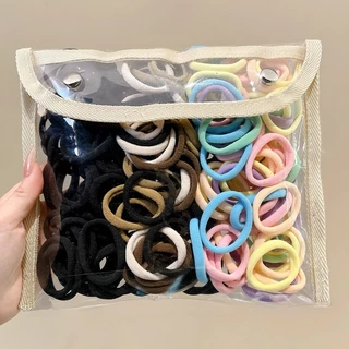 ชุดผมผูกแฟชั่นเกาหลี 100/200 ชิ้น ยืดหยุ่นสูง มียางรัด ผมหางม้าและผูก เครื่องประดับผม