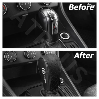 Toyota หุ้มคันเกียร์รถยนต์ PU ปลอกหนัง Shift Handle ฝาครอบ กันลื่น ที่ทนต่อการสึกหรอ Shift Knob ตกแต่งฝาครอบป้องกัน สำหรับ Toyota Fortuner Camry Hilux Revo Yaris ATIV Yaris Cross Veloz Prius Innova Hiace Yaris Corolla Cross CHR Wish
