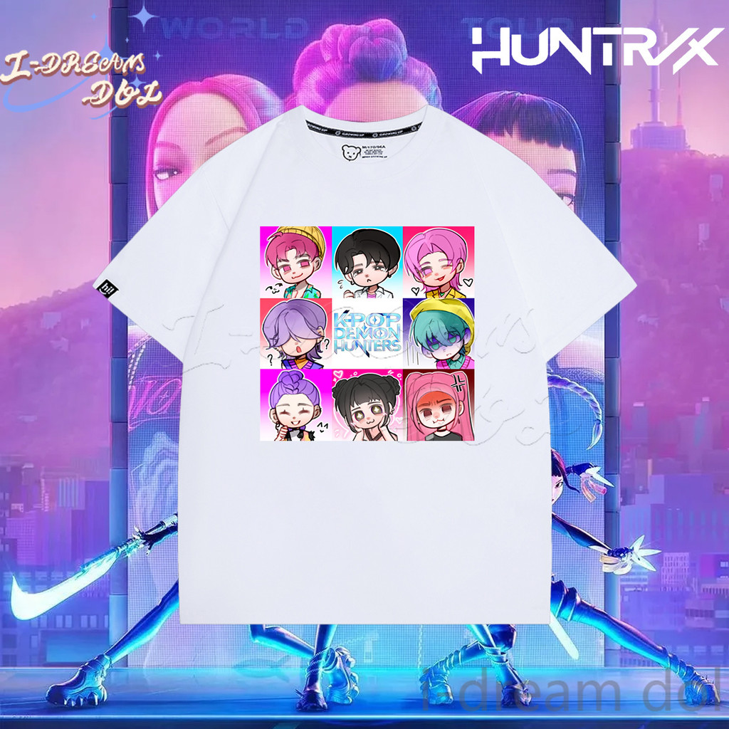 KPop Demon Hunters ภาพยนตร์ TShirt น่ารัก 9 Palace Grid พิมพ์ TShirt unisex TShirt ผู้ใหญ่และเด็ก TS