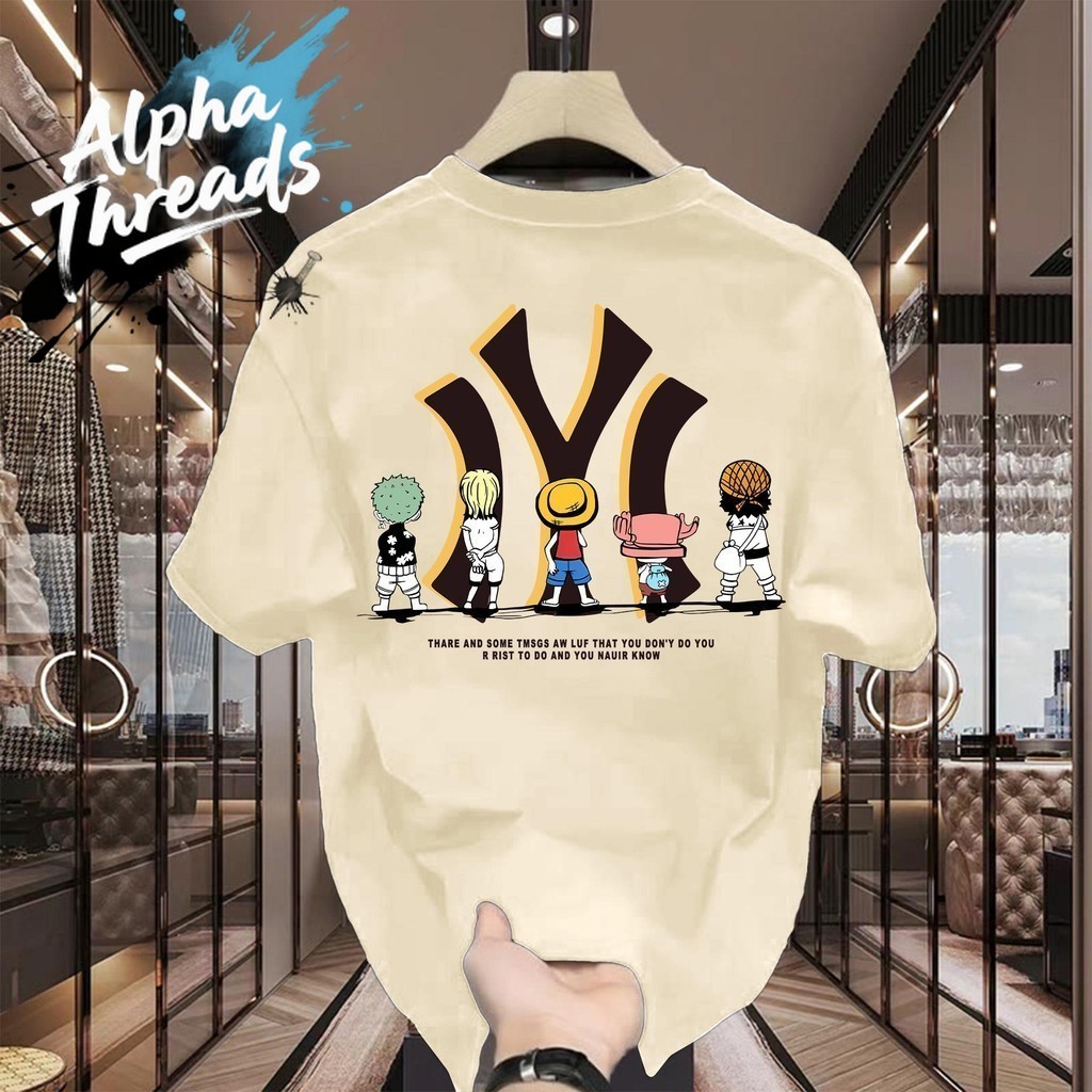 (จัดส่งตลอด 24 ชั่วโมง) เสื้อสีครีม สื้อยืดผู้ชาย เสื้อยืด oversize เสื้อสตรีท เกรดพรีเมียม ใส่สบาย ลาย "ONE PIECE"