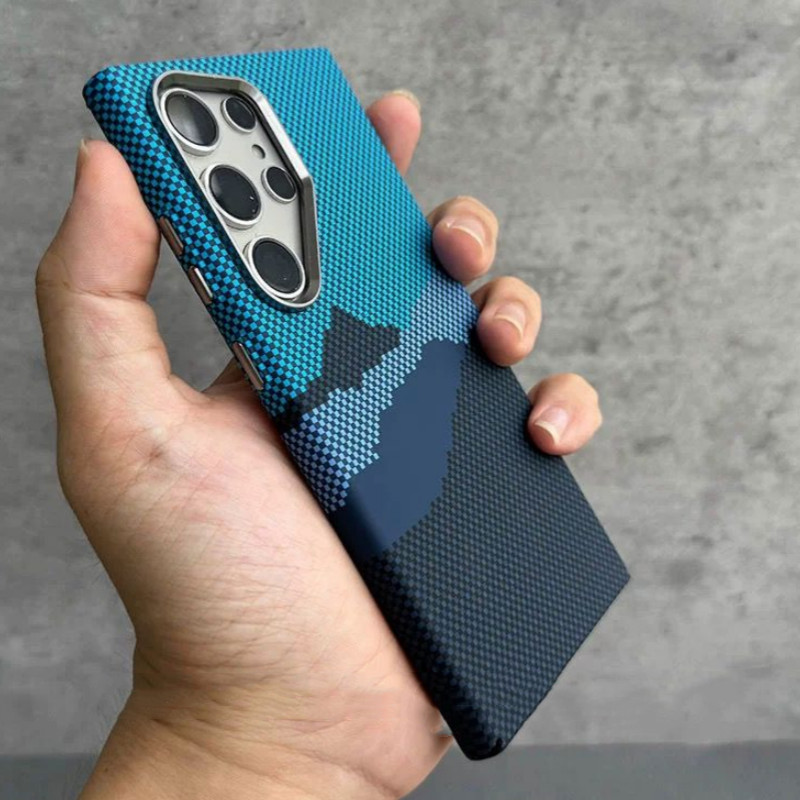 Deluxe เคสพีซีพลาสติกพื้นผิวคาร์บอนไฟเบอร์สําหรับเคสแม่เหล็กของ Samsung S25 S24 S23 Ultra Plus Armor ตัวป้องกันเลนส์