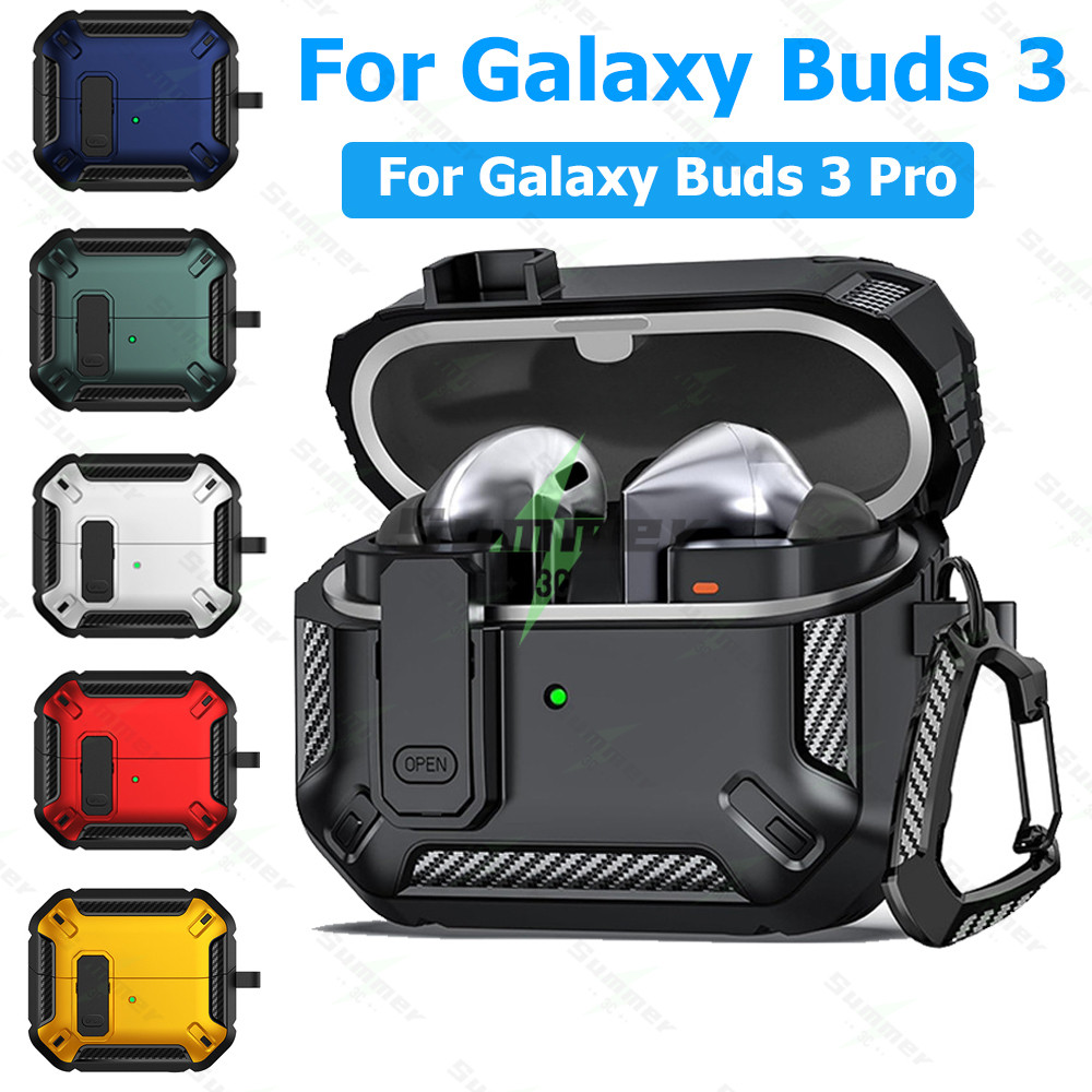 เคส for Samsung Galaxy Buds 3/Buds 3 Pro พร้อมพวงกุญแจ เปลือกแข็งป้องกันพร้อมตัวล็อคสำหรับ Galaxy Bu