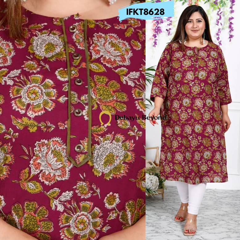 [5XL] Exclusive Plus Size Cotton Kurti - ตัวท็อปเท่านั้น