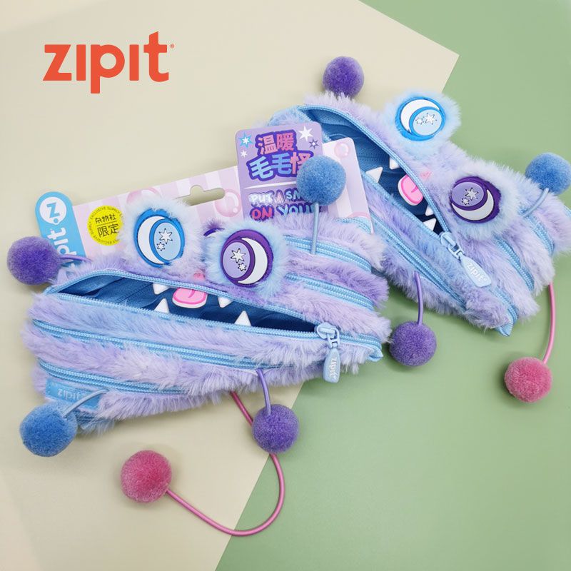 [3527คอลเลกชันคน] ZIPIT Furry Monster Suzuki Sundries Club Zipper Pencil Case Creative Stationery in