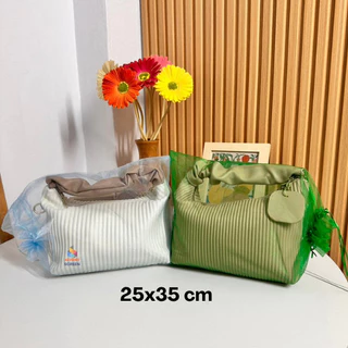ถุงผ้าแก้ว แบบมีหูรูด ถุงผ้าตาข่ายสำหัรบใส่ของชำร่วย (S23)