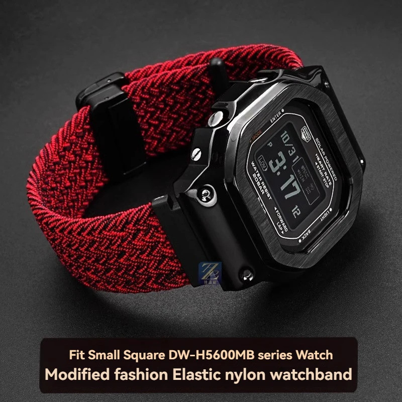 สายนาฬิกาไนลอนยืดหยุ่นสําหรับ Casio DW-H5600 DWH5600 Series 40th Anniversary หัวเข็มขัดแม่เหล็กสายนา