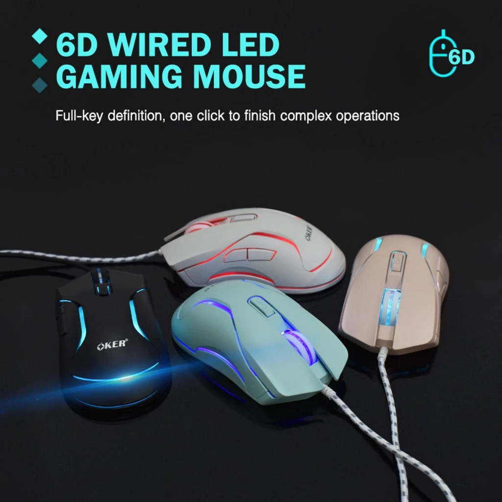 (มีส่งด่วน) OKER X25 6D WIRED LED GAMING MOUSE เมาส์ 6 ปุ่ม แสงไฟ LED 7 สี ปรับความเร็วได้ 4 ระดับ สูงสุด 3,600 DPI - รูปที่ 3