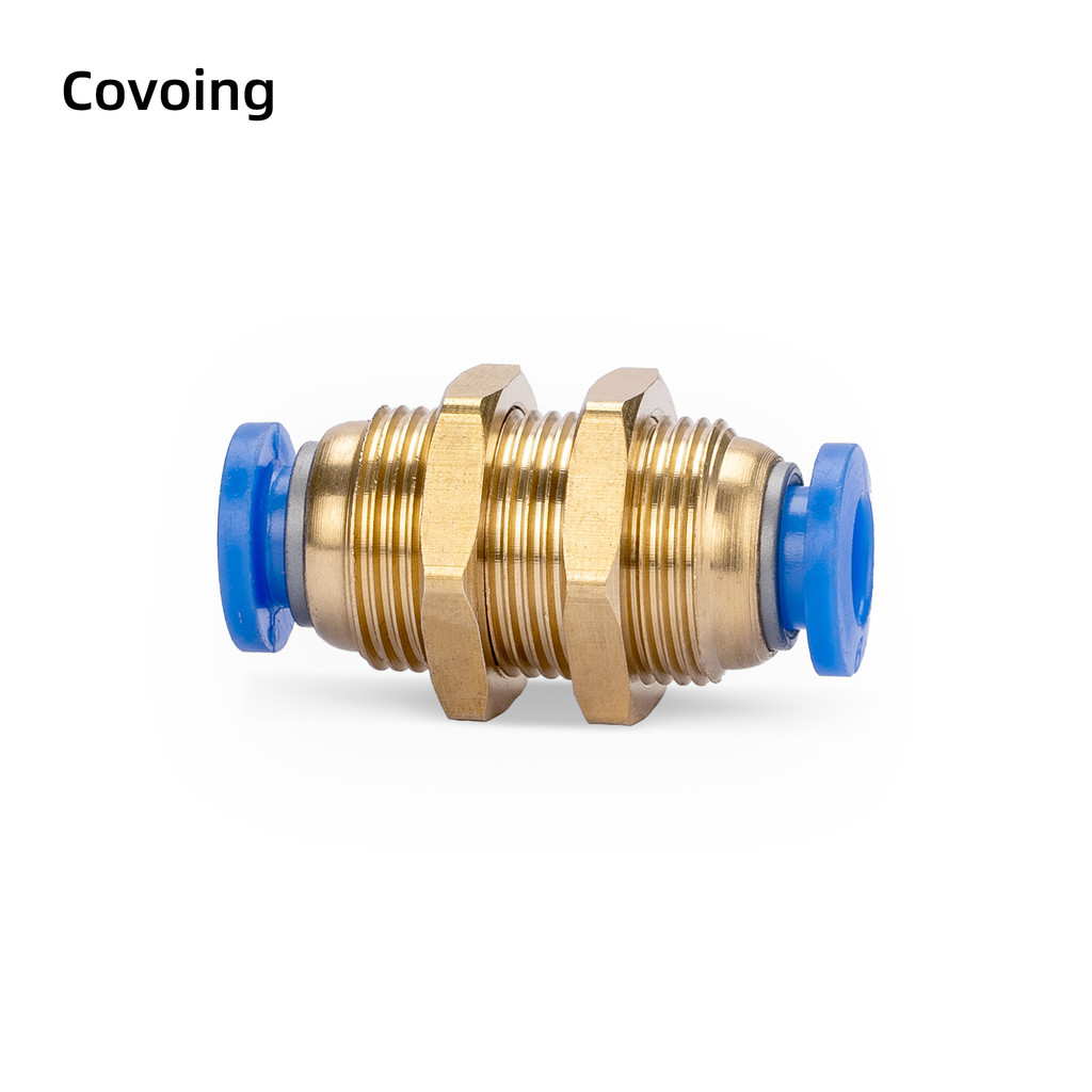 ข้อต่อสวมเร็วลม ทองเหลือง แบบทะลุแผง ข้อต่อตรง เชื่อมต่อแน่น ซีลแน่น ไม่รั่ว ทนแรงดันสูง ทนความร้อน สำหรับท่อลม PM4/6/8/10/12