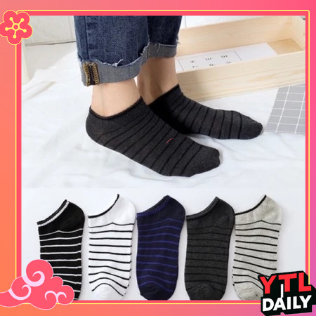 🧦 ถุงเท้าข้อสั้นลายทาง ผ้าฝ้ายแท้ 💯 ระบายอากาศดี ใส่สบาย ไม่อับชื้น นุ่มกระชับ ใส่ได้ทุกเพศ