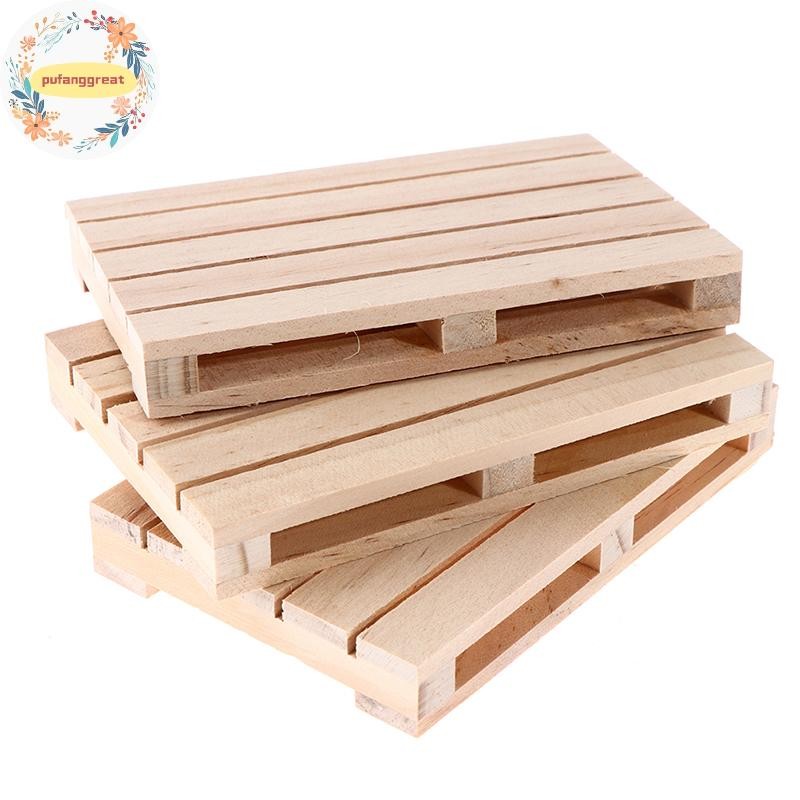 Pufanggreat Mini Wooden Pallet ที่รองแก้วเครื่องดื่มสําหรับเครื่องดื่มร้อนและเย็น Wood Pallet TH