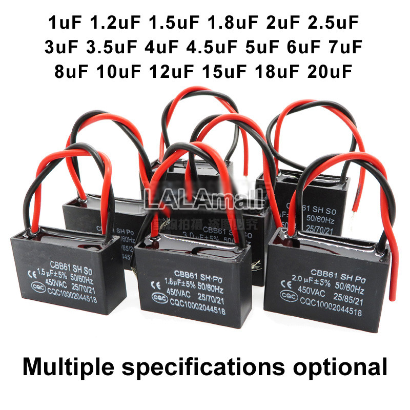 CBB61 SH Fan Start Capacitor 450V 1uF 1.0uF 1.2uF 1.5uF 1.8uF 2uF 2.0uF 2.5uF 3uF 3.0uF 3.5uF 4uF 4.
