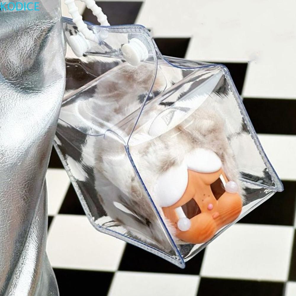 KODICE Mini Clear กระเป๋าตุ๊กตากลางแจ้ง, Crybaby เชือกซิลิโคนตุ๊กตาขนาดเล็กกระเป๋าเก็บ, ของเล่นอุปกรณ์เสริมฝาครอบป้องกันหนาโปร่งใสตุ๊กตากลางแจ้งกระเป๋าแสดงเด็กของขวัญ
