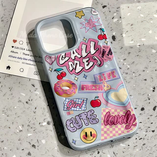 ภาพวาดสี การ์ตูนสไตล์พิเศษ กรณีมือถือป้องกันการชนกัน ระดับพรีเมี่ยม เคสหนัง For iPhone 15 14 12 16 Promax XS XR 7/8 Plus