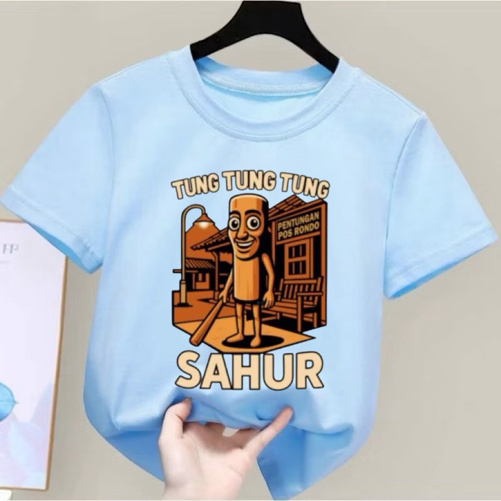 TUNG TUNG SAHUR POS RONDO oblong เสื้อยืดแขนสั้นเด็ก 1-8 ปี