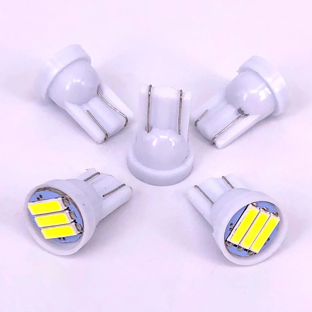 5pcs T10 3 SMD 7014 LED 3SMD 7020 1.5W สีขาว W5W LED Wedge ป้ายทะเบียนรถแหล่งกําเนิดแสง DC 12V 24V