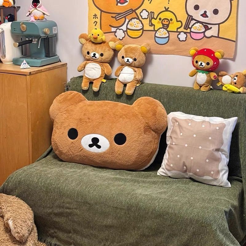 เกาหลีน่ารักหมีหัวตุ๊กตาหมอนรถบ้านเอวสนับสนุนเบาะตกแต่งสาวของขวัญ