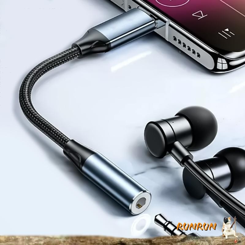 RUNN Gold Plated 3 5 มม.ถึง USB C ปลั๊กแปลง Play Function สายเสริมไนลอน