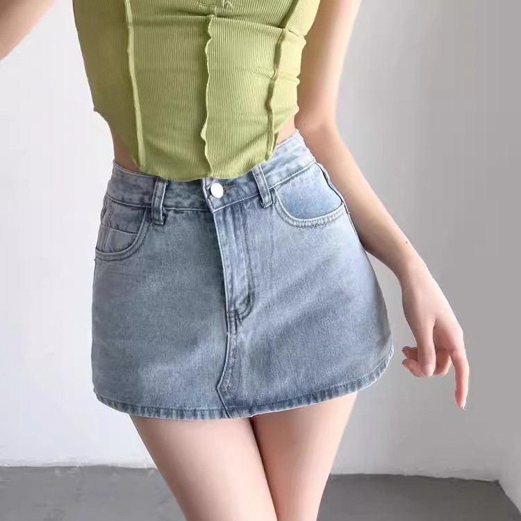Bived S-6XL กางเกงยีนส์ขาสั้นทรงโอเวอร์ไซส์ผู้หญิง กระโปรงทรงเอเอวสูง กางเกงขาสั้น กระโปรงสั้น