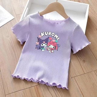 [พร้อมส่งจากไทย]เสื้อยืดเด็กสไตล์เกาหลีสำหรับเด็กผู้หญิง เสื้อลายการ์ตูนน่ารักคุโรมิ มี-สีให้เลือก เสื้อยืดเด็กหญิงผ้าล่าวนิ่ม สวมใส่สบาย