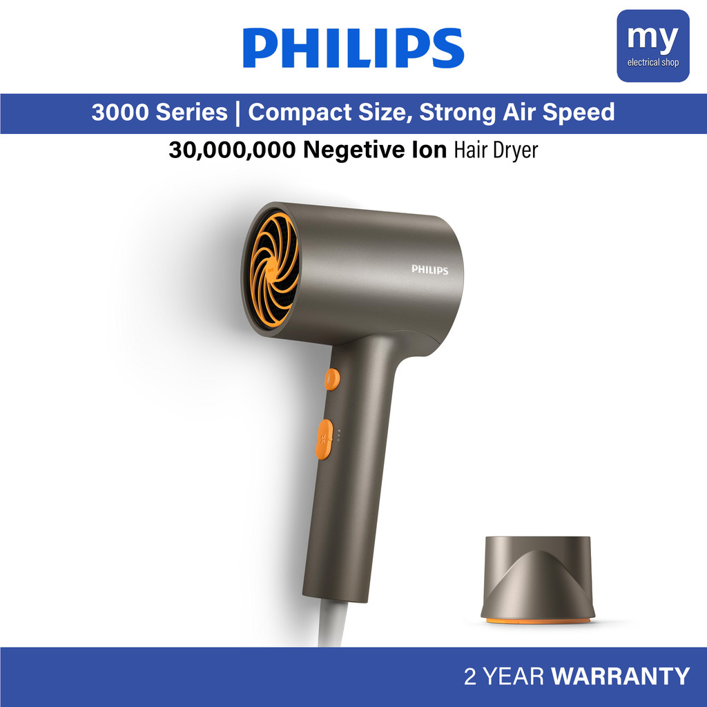 Philips BHD321/03 เครื่องเป่าผม 1600W Ionic Care ThermoProtect น้ําหนักเบา 3000 Series BHD321