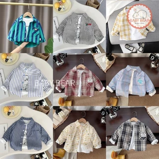 เสื้อเชิ้ตแขนยาวเด็ก เสื้อคอปกแขนยาวสำหรับเด็กผู้ชาย สไตล์เกาหลี