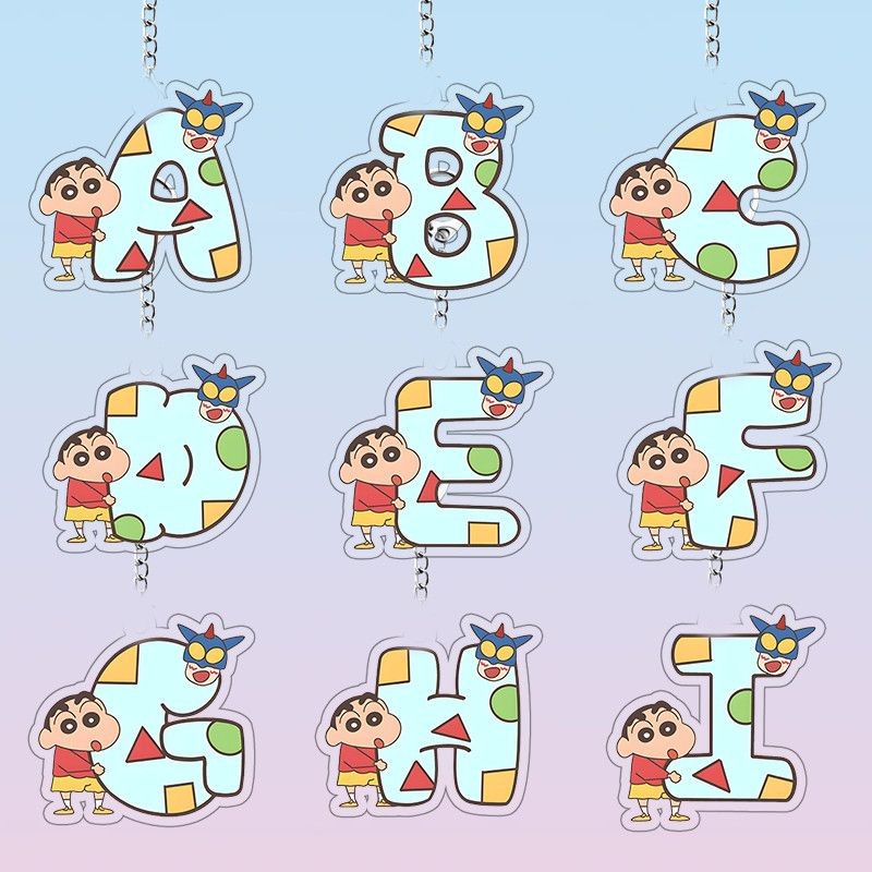 ปากกาลายเซ็นใหม่Q版比新新 26字母手机绳背包挂件精亚克力扣品礼 Shin chan Q-version อุปกรณ์ต่อพ่วง Shin chan 26 ตัวอักษร ha