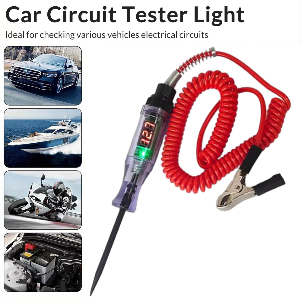3V-24V DC เครื่องทดสอบวงจรแรงดันไฟฟ้า รถบรรทุก จอแสดงผลดิจิตอล โพรบยาว ปากกาหลอดไฟ เครื่องมือวิเคราะห์รถยนต์ ซ่อมรถยนต์