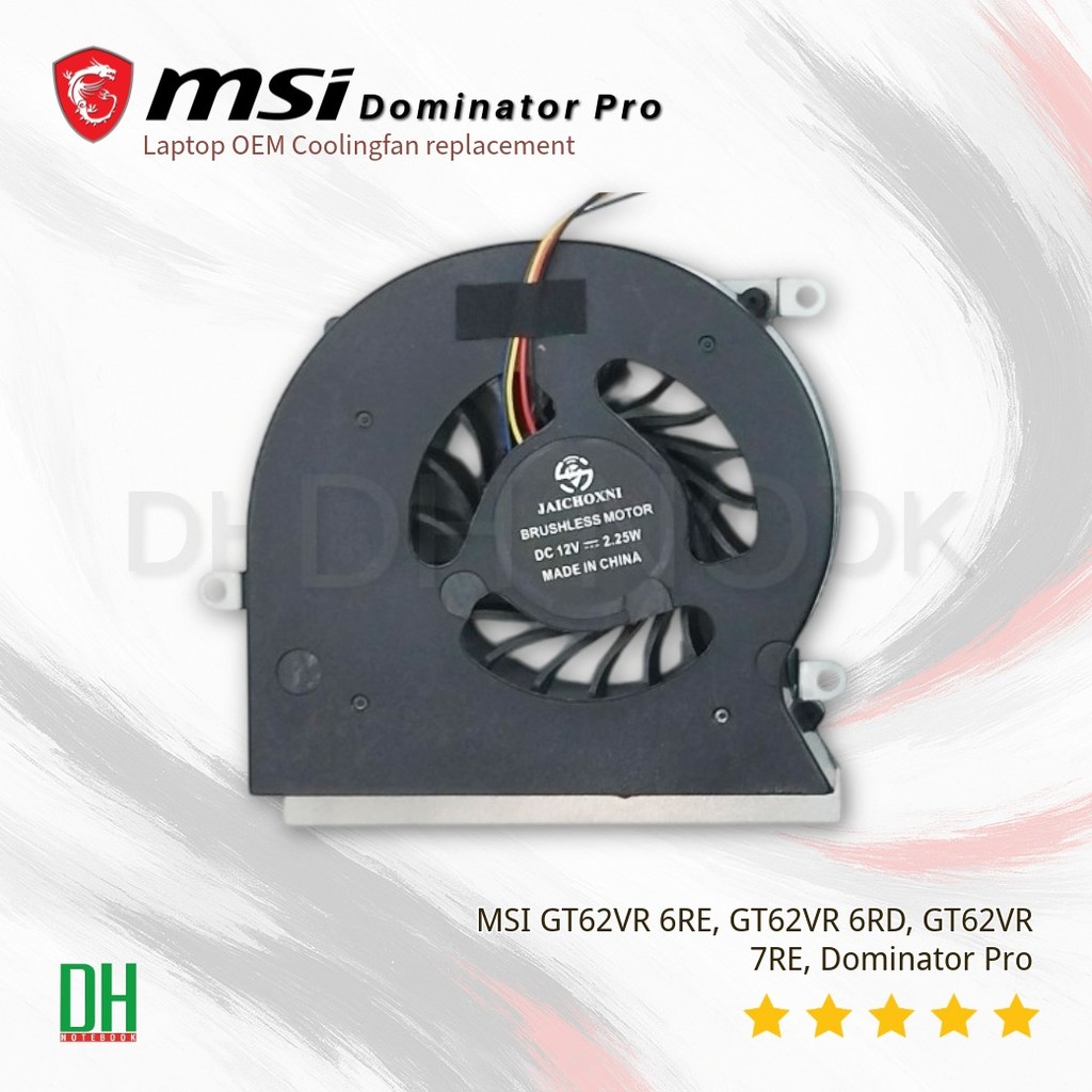 พัดลมระบายความร้อน อะไหล่ OEM คุณภาพสูง สำหรับ MSI GT62VR 6RE, GT62VR 6RD, GT62VR 7RE ทดแทน สำหรับซ่