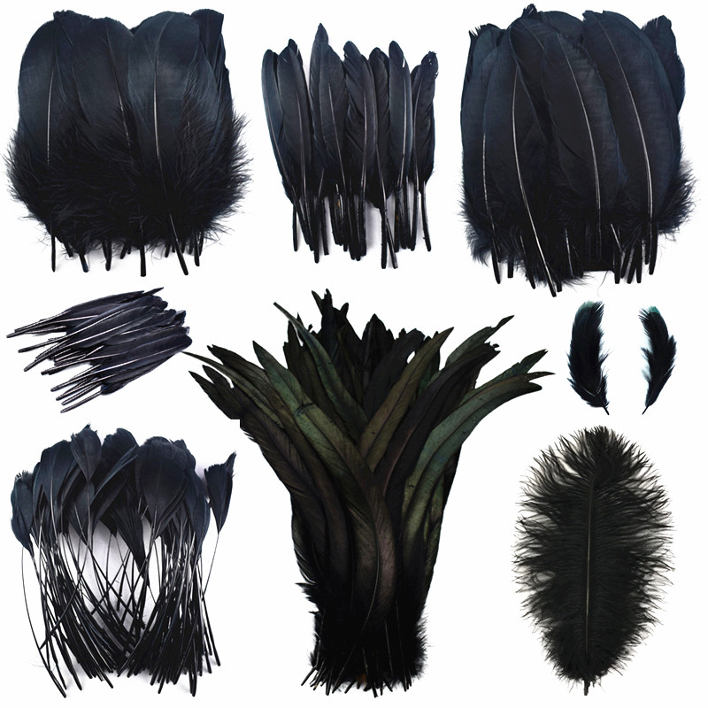 20 ชิ้น/ล็อต Prime ขนนกสีดํา Rooster Goose ไก่ฟ้า Feathers สําหรับหัตถกรรมเครื่องประดับทําเป็ดขนาดเล็ก Marabou ตุรกีไก่ Feather งานแต่งงานตกแต่งหัตถกรรมอุปกรณ์ Plumes