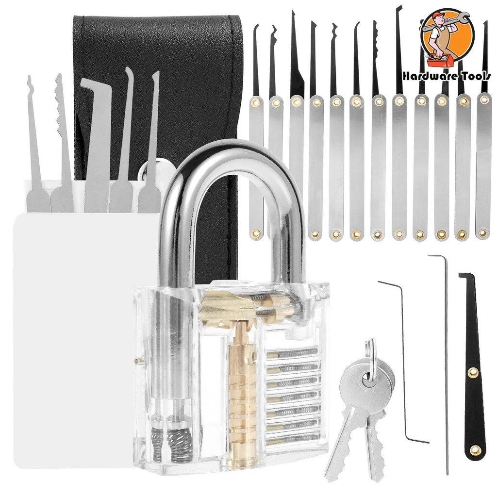ชุดล็อคการปฏิบัติ Visible Cutaway โปร่งใส Keyed Padlock การฝึกอบรม Skill Lock Pick Set สําหรับผู้เริ่มต้น