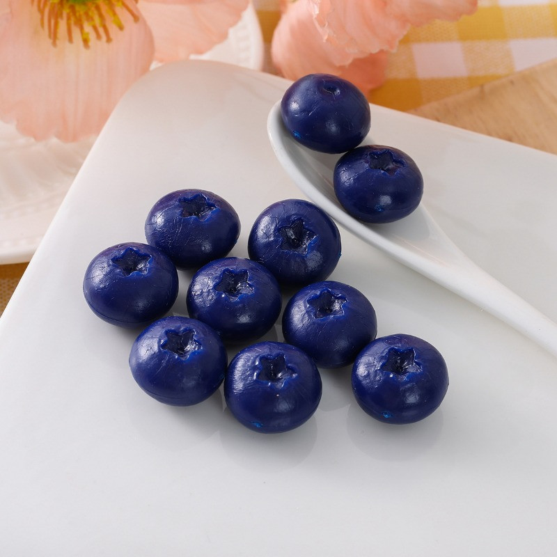10 ชิ้นบลูเบอร์รี่ประดิษฐ์ผลไม้ปลอมรุ่น Mini บลูเบอร์รี่สําหรับ Home Kitchen DIY หัตถกรรมเค้กขนม Decors การถ่ายภาพ Props