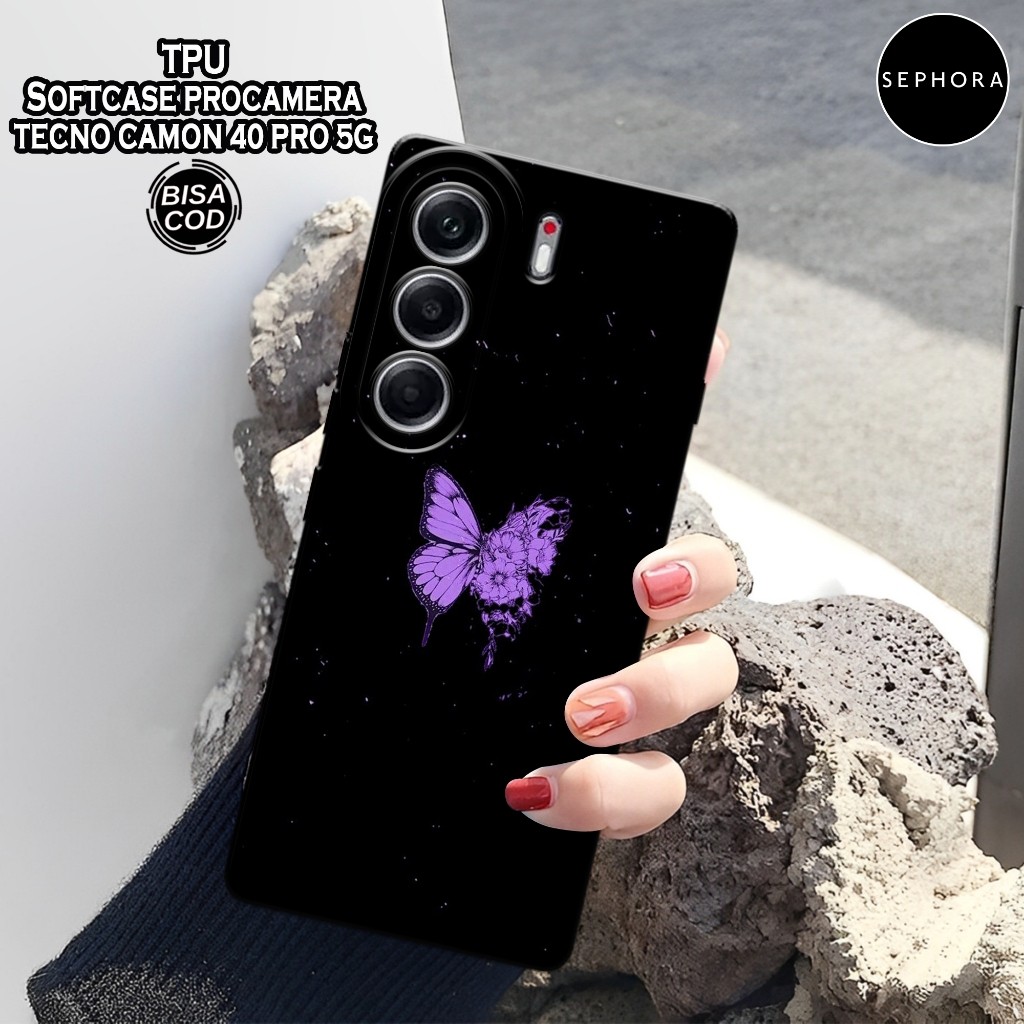 เคส HP ล่าสุด Tecno Camon 40 Pro 5G - เคสแฟชั่นผีเสื้อ - Tecno Camon 40 Pro Softcase - เคสกล้อง Pro 